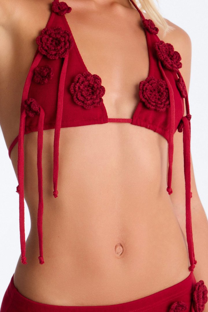 Eva Crochet Skirt Set - Burgundy