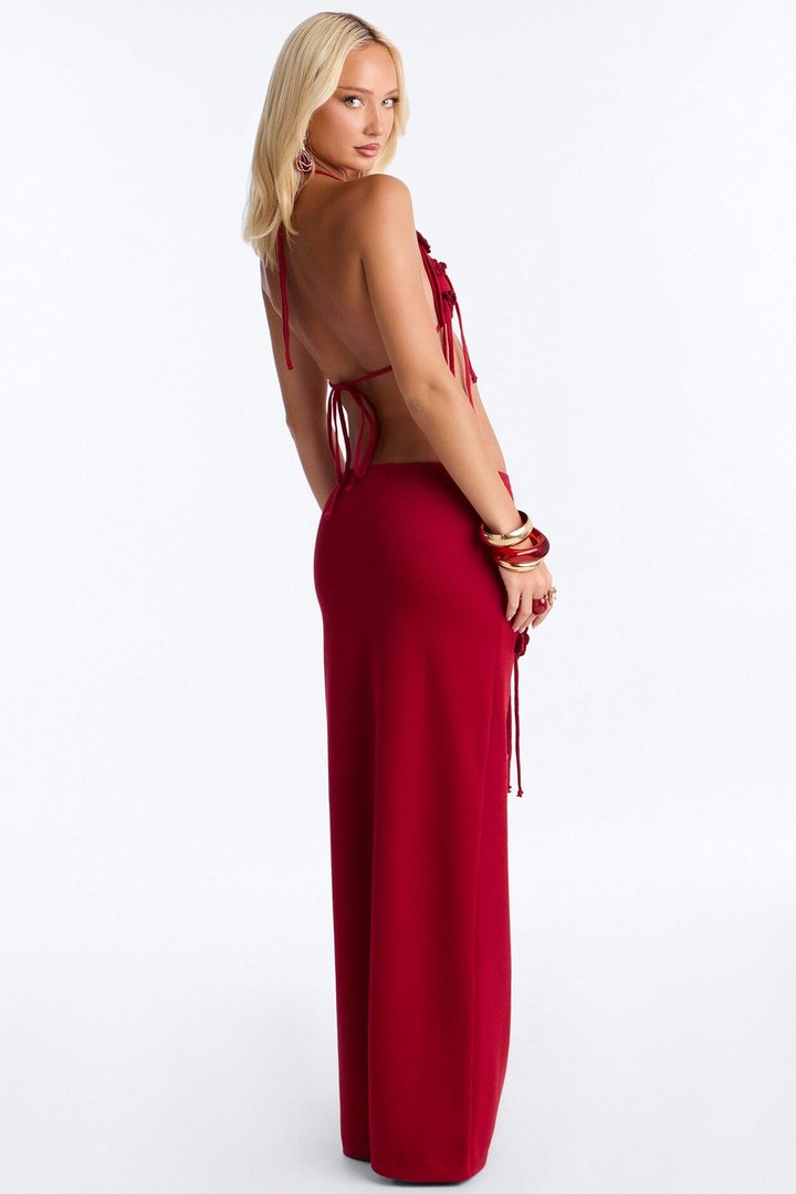Eva Crochet Skirt Set - Burgundy