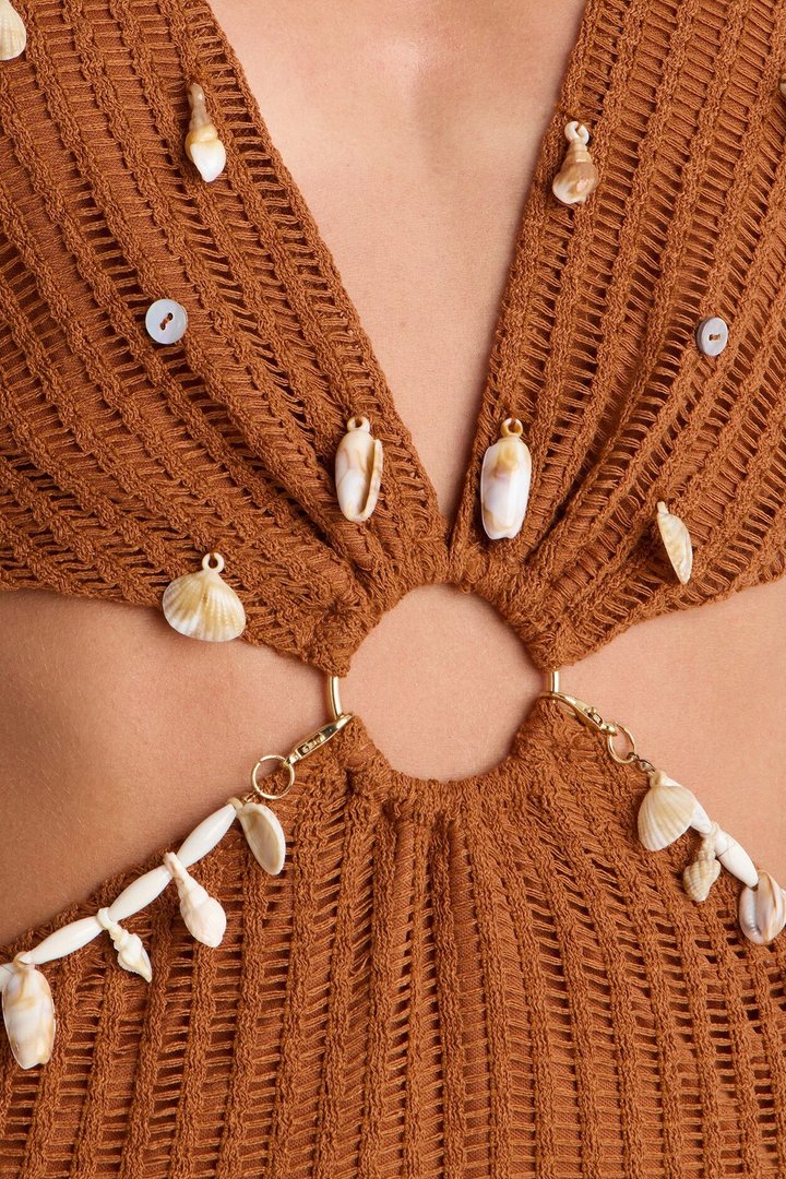 Dusk Till Dawn Crochet Maxi Dress - Rust