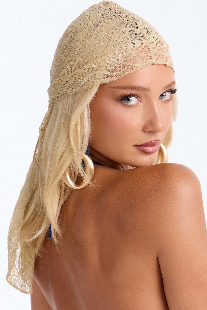 A Girl With Attitude Lace Head Wrap - Nude