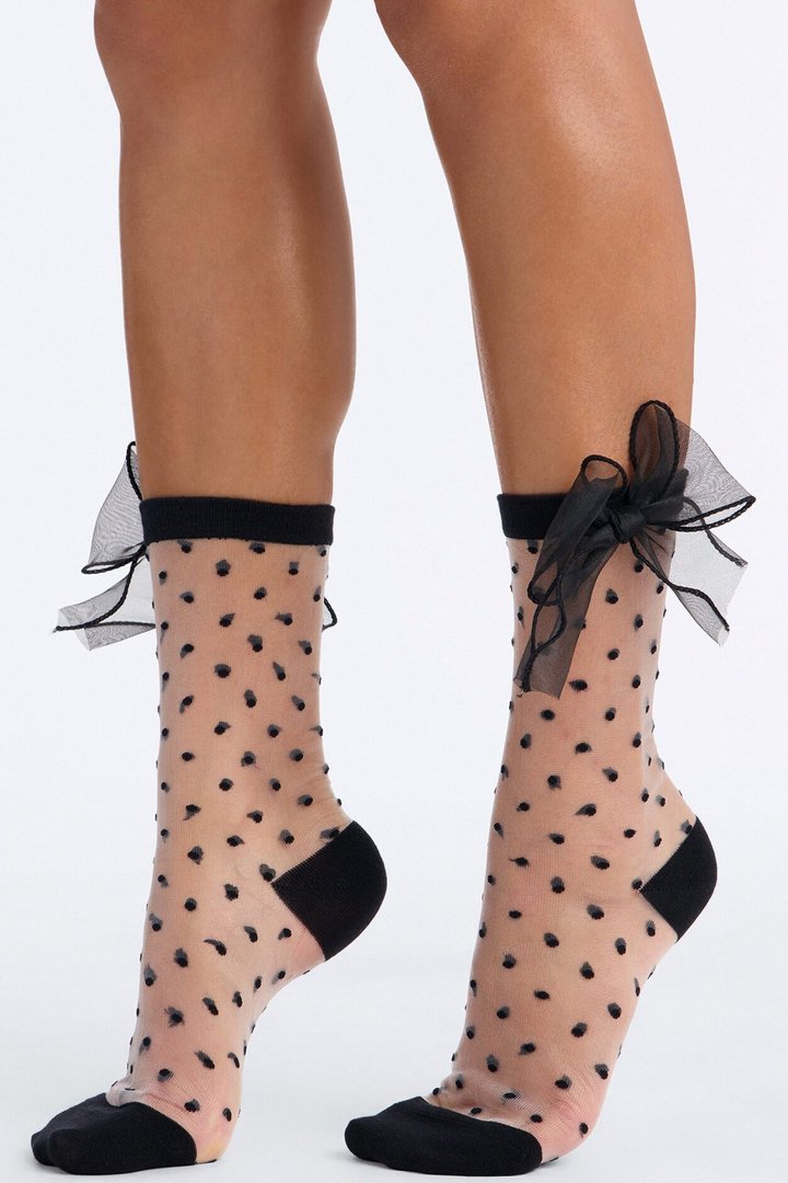 Angel's Kiss Sheer Crew Socks - Black