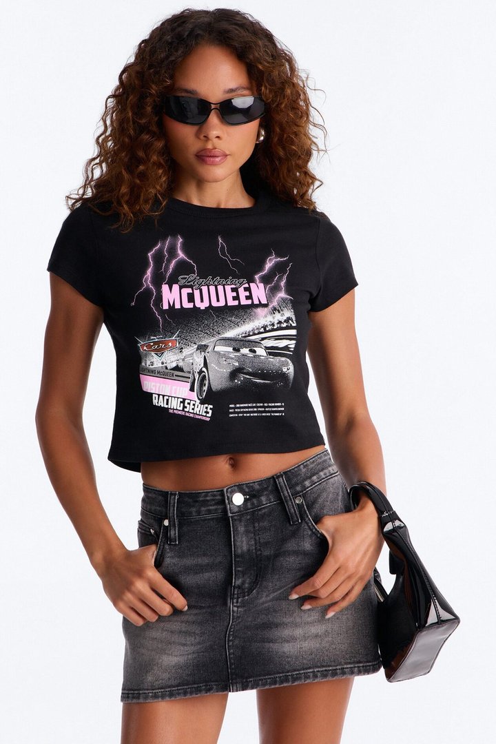 Cars Pink Lightening Baby Tee - Black