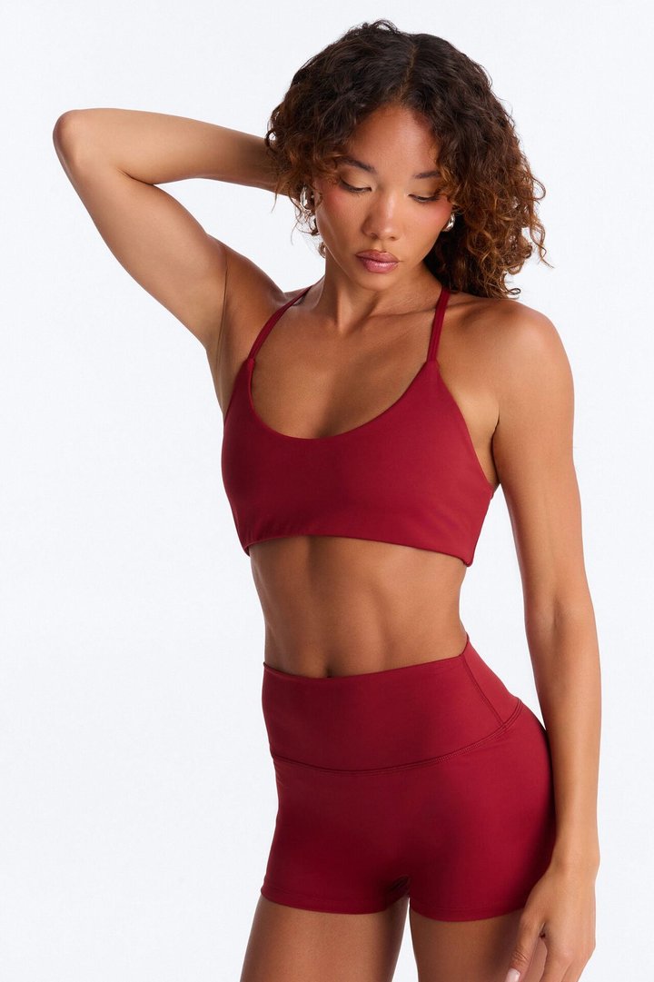 Adalynn Active Biker Short Set - Burgundy