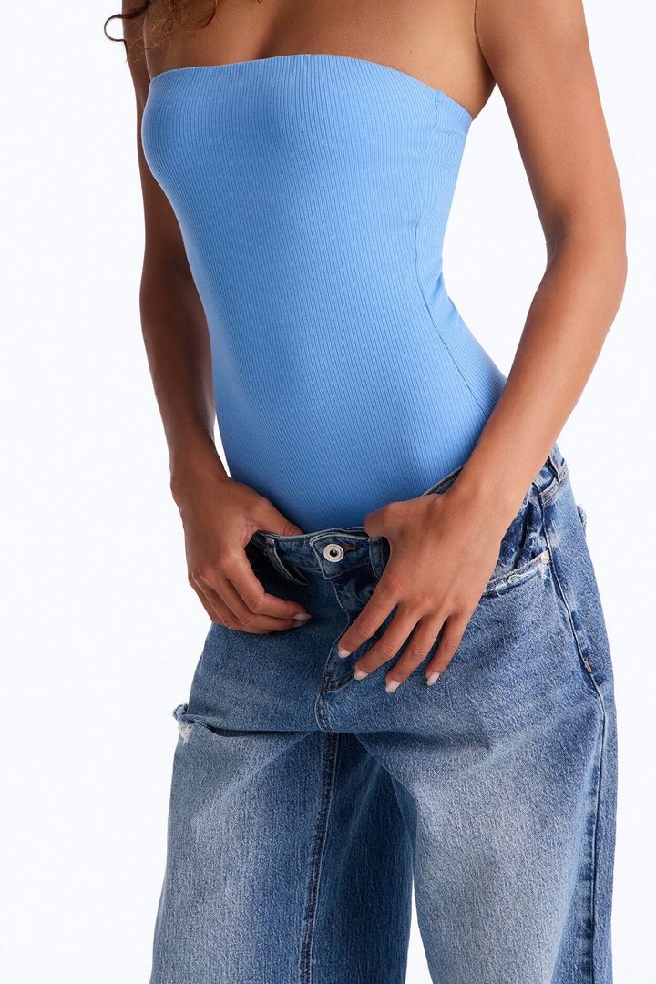 Demi Double Lined Tube Bodysuit - Periwinkle