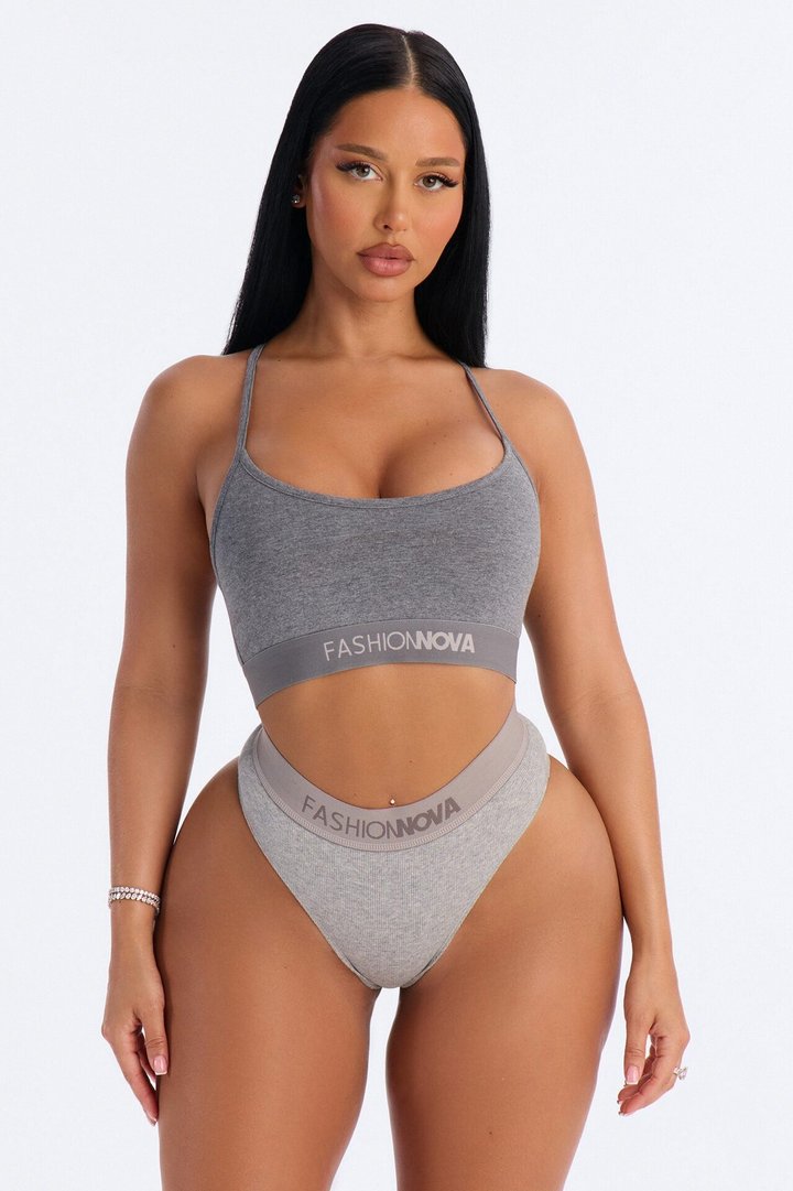 FN Mood Scoop Cami Cotton Bra - Charcoal
