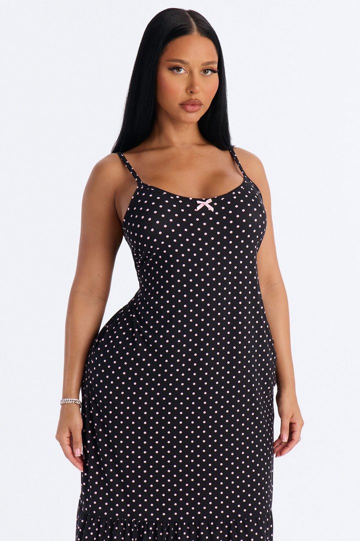 Midnight Blush Muse Ruffle PJ Sleep Dress - Black/Pink