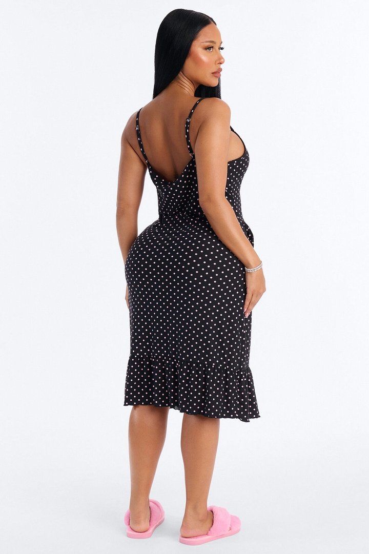 Midnight Blush Muse Ruffle PJ Sleep Dress - Black/Pink