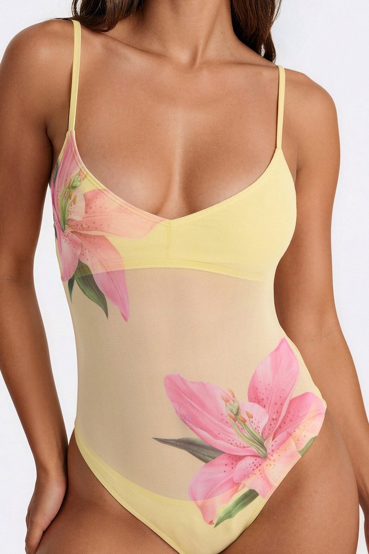 High Pressure 1 Piece Floral Swimsuit - Yellow/combo