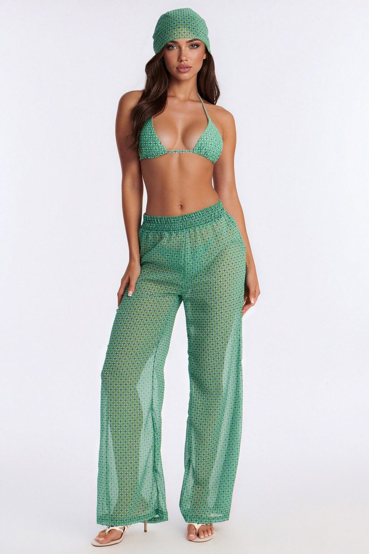 Shailene 4 Piece Bikini Set - Green/combo