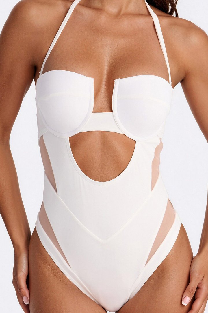 Megan Cutout 1 Piece Swimsuit - White