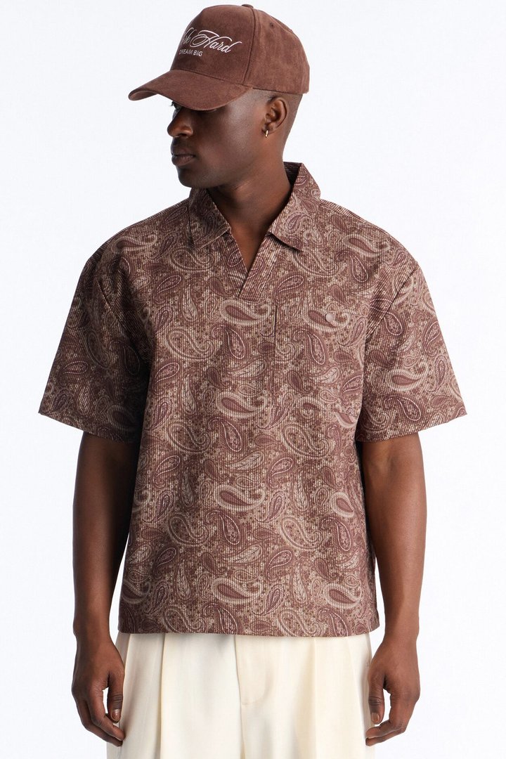 Relaxed Cormonte Paisley Polo - Brown