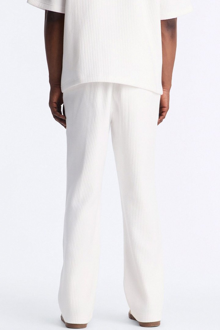 Textured Fleece Straight Leg Pant - Cream