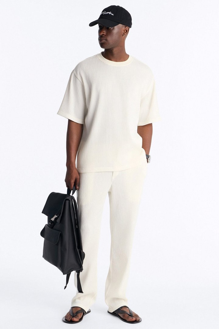 Pure Form Plisse Tee - Cream