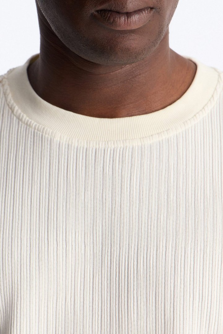 Pure Form Plisse Tee - Cream