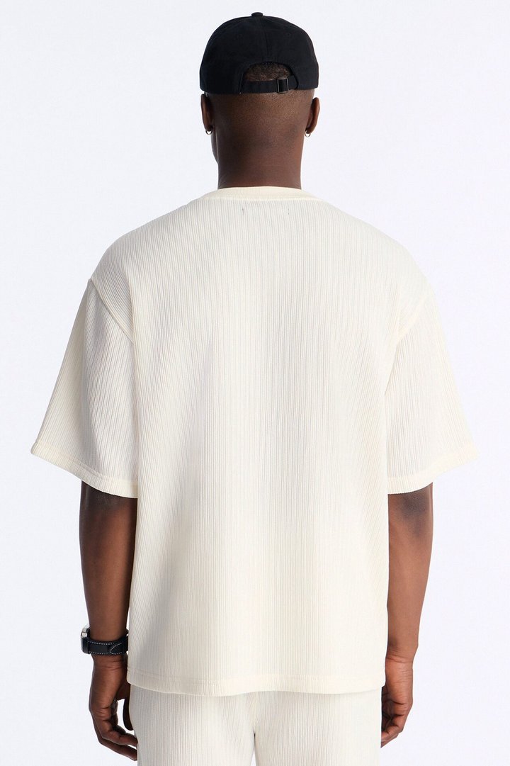 Pure Form Plisse Tee - Cream
