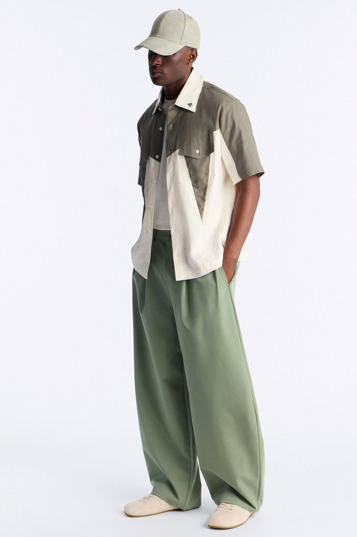 Barrel Bold Flow Trousers - Green