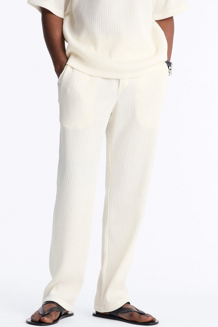 Pure Form Plisse Straight Leg Pant - Cream