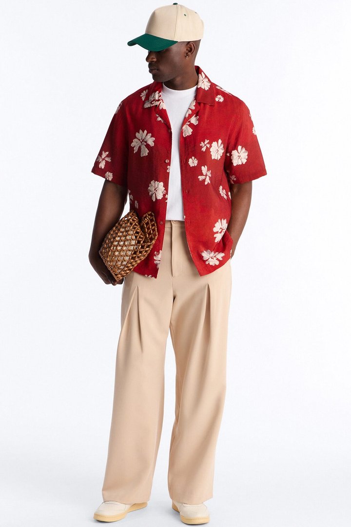Floral Tennyson Button Up Shirt - Red/combo