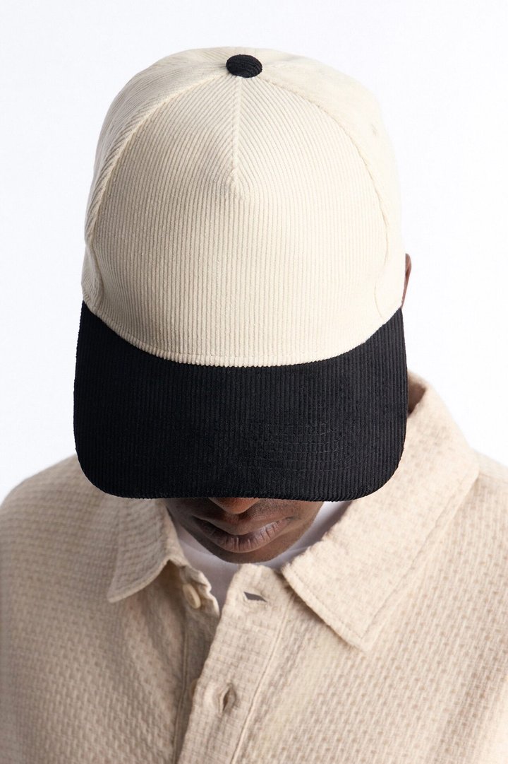 Classic Corduroy Snapback Hat - White/Black