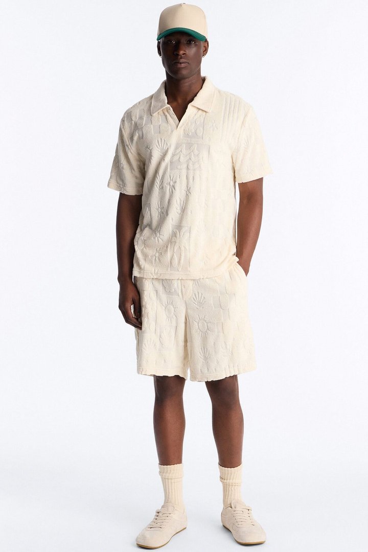 Relaxed Cloud Jacquard Terry Short - Cream