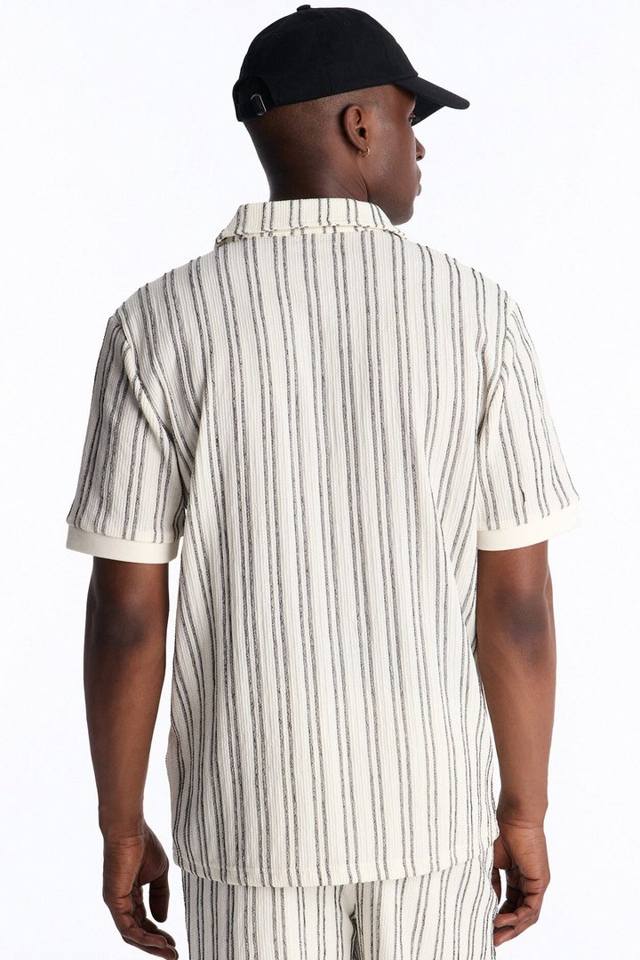 Etched Stripe Polo - White/combo