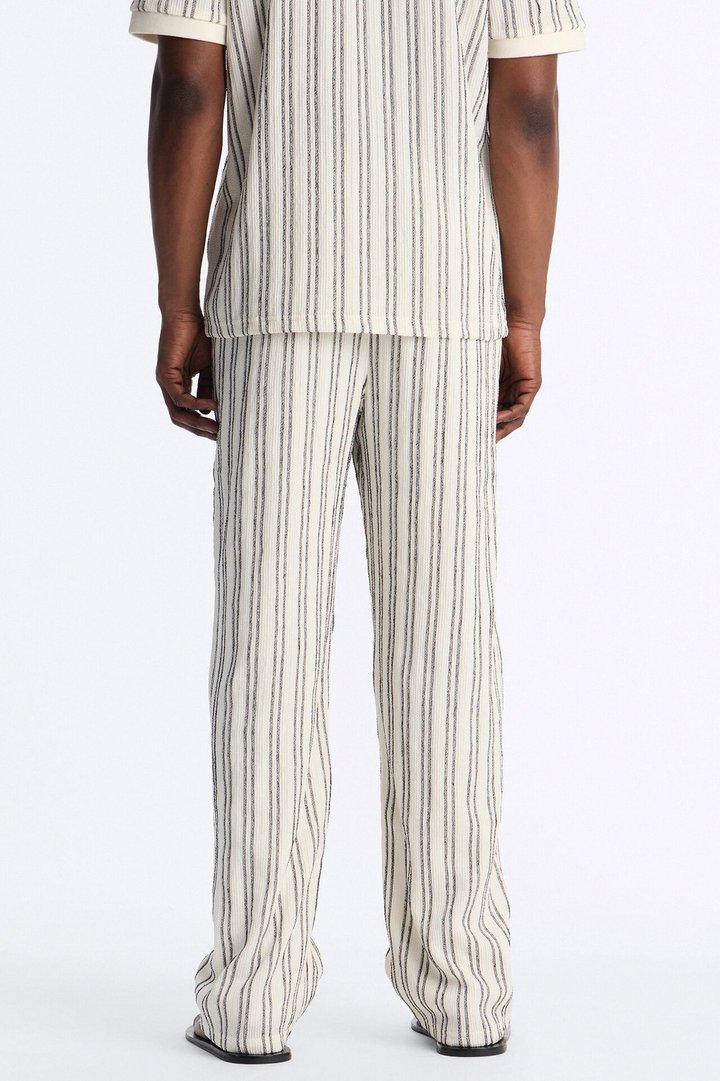Etched Stripe Relaxed Pant - White/combo