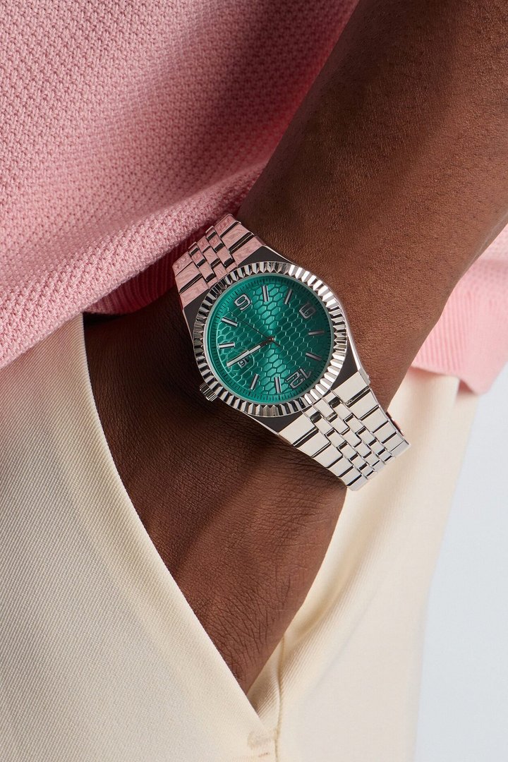 Ocean Steel Turquoise Dial Watch - Silver/Blue