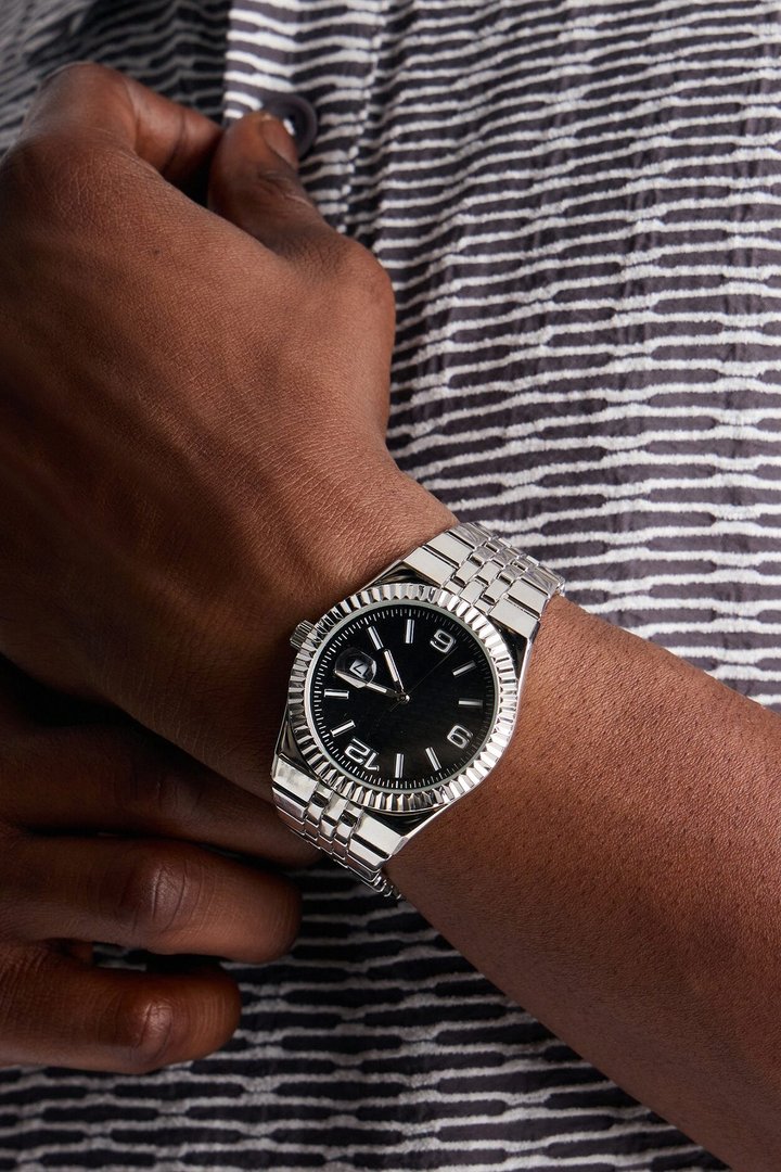 Silver Jubilee Black Dial Watch - Silver/Black