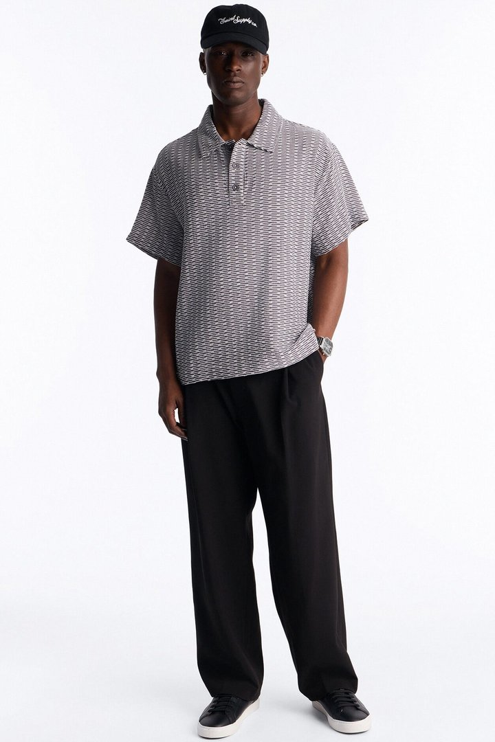 Chenille Terrace Textured Polo - Grey