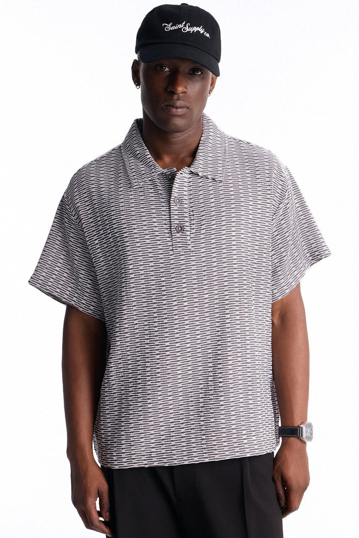 Chenille Terrace Textured Polo - Grey