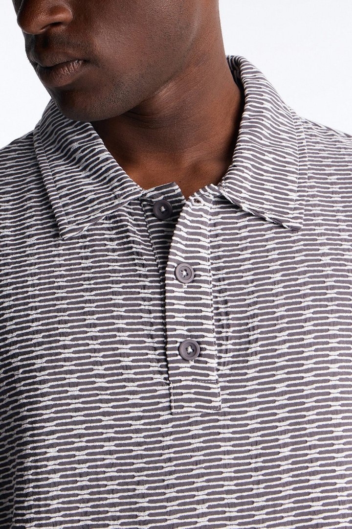 Chenille Terrace Textured Polo - Grey