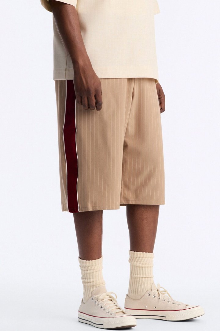 Baggy Elevated Side Stripe Short - Khaki/combo