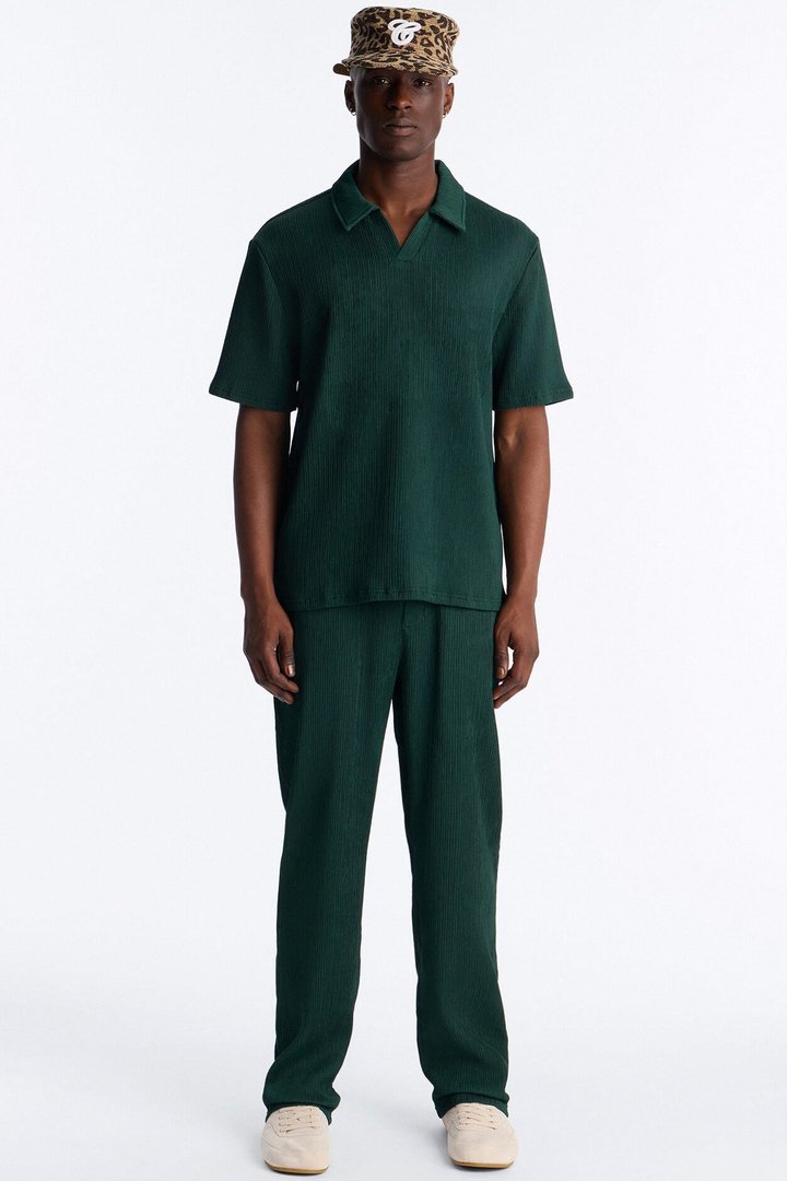 Pure Form Plisse Straight Leg Pant - Hunter Green