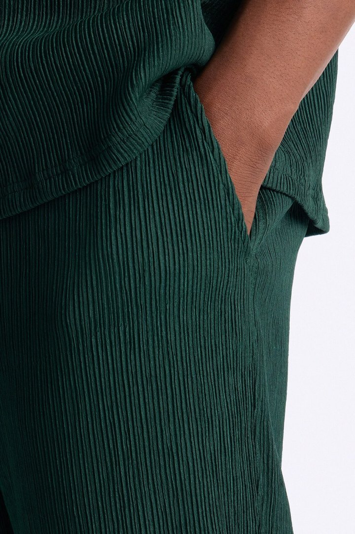 Pure Form Plisse Straight Leg Pant - Hunter Green