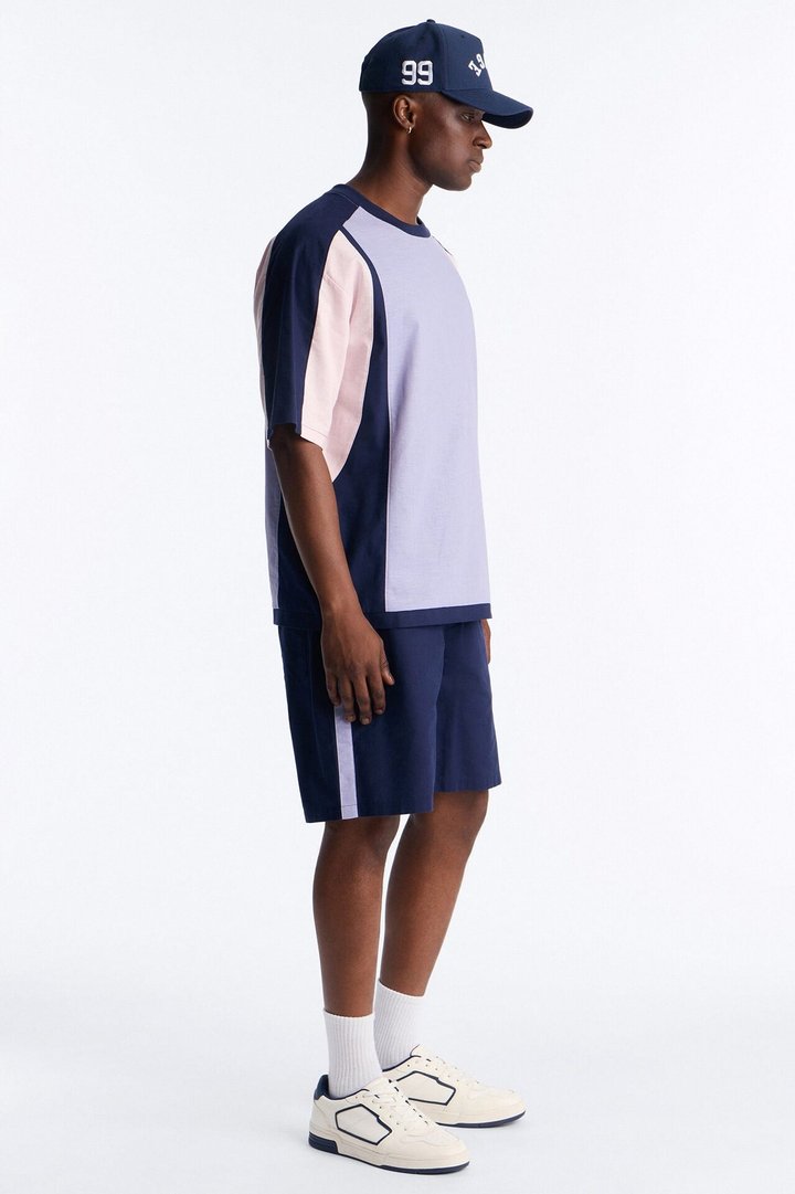 Basic Color Block Relaxed Short - Purple/combo