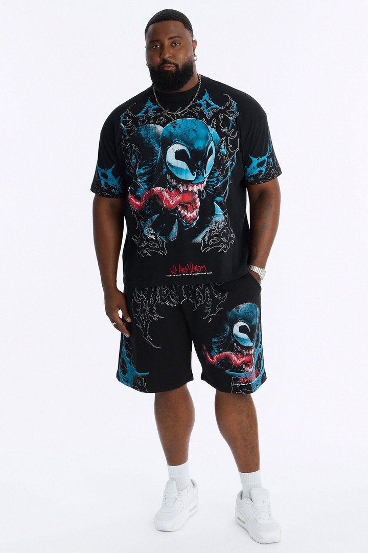 Venom All Over Print Relaxed Sweat Short - Black
