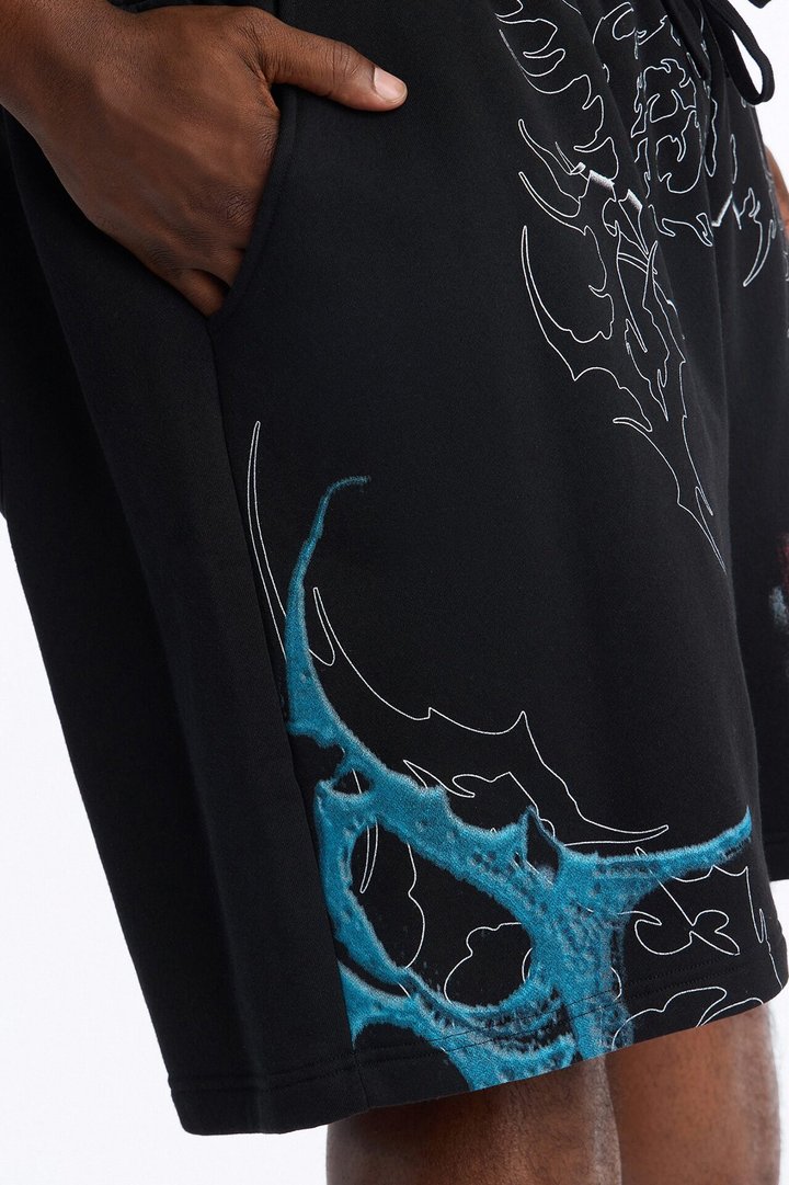 Venom All Over Print Relaxed Sweat Short - Black