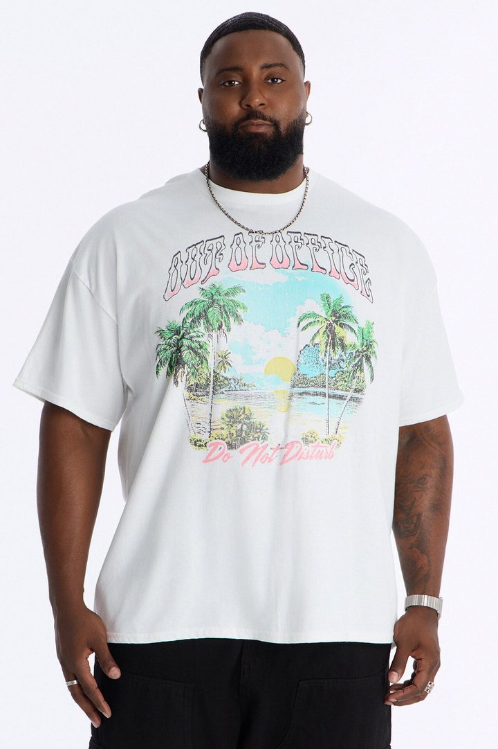 Out Of Office Do Not Disturb Oversized Short Sleeve Tee - White