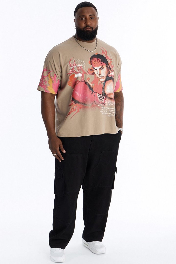 Street Fighter Ryu Heavy Weight Boxy Short Sleeve Tee - Stone