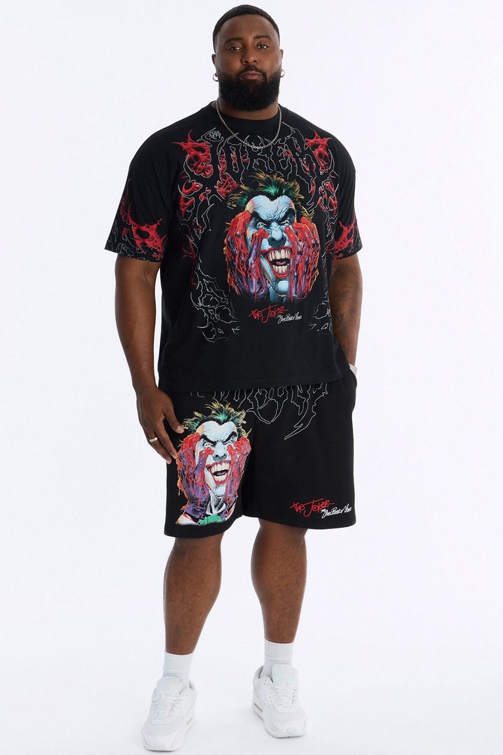 Joker All Over Print Heavy Weight Boxy Short Sleeve Tee - Black