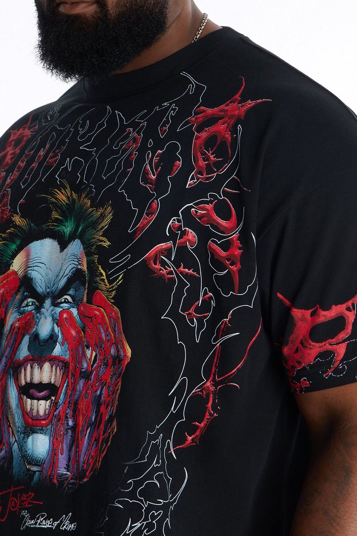 Joker All Over Print Heavy Weight Boxy Short Sleeve Tee - Black