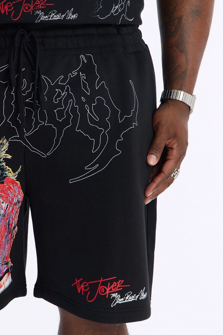 Joker All Over Print Relaxed Sweat Short - Black
