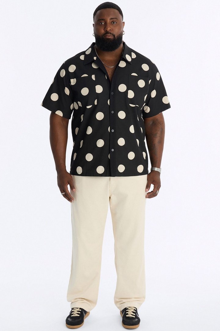 Signature Polka Dot Button Up Shirt - Black/combo