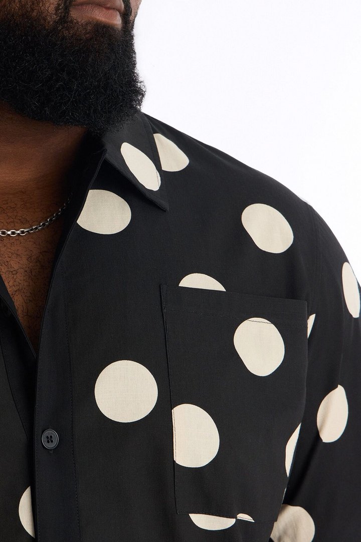 Signature Polka Dot Button Up Shirt - Black/combo