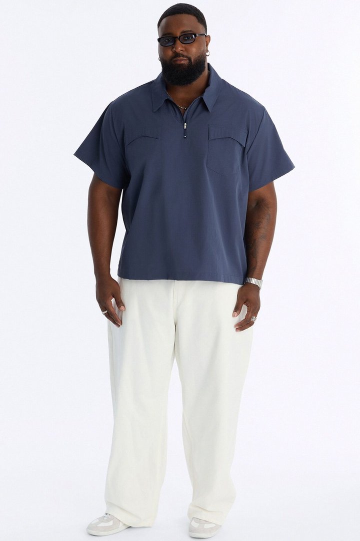 Gable Pocket Quarter Zip Polo - Navy
