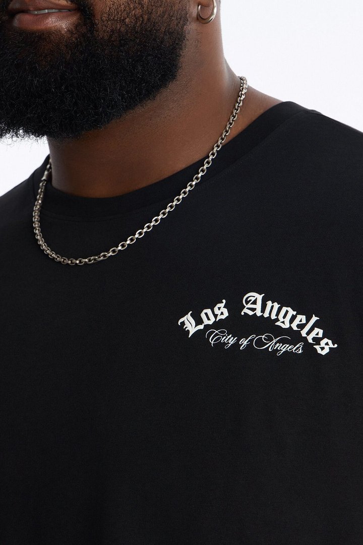 Los Angeles California Heavy Weight Short Sleeve Tee - Black