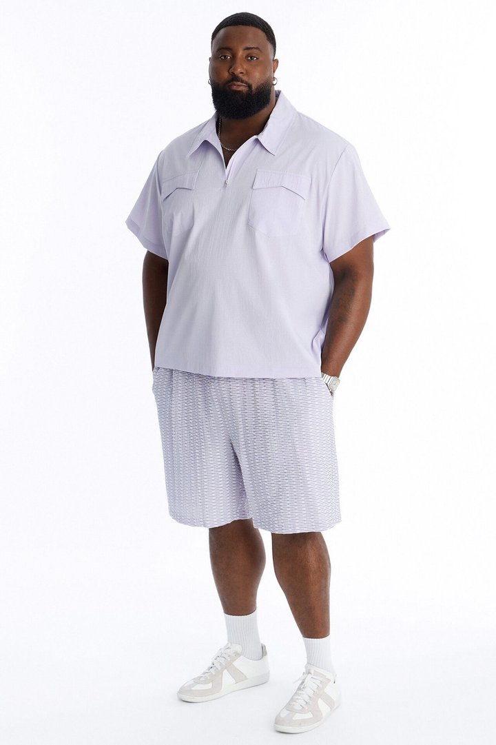 Gable Pocket Quarter Zip Polo - Purple
