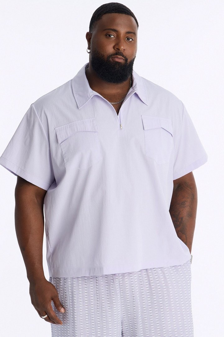 Gable Pocket Quarter Zip Polo - Purple