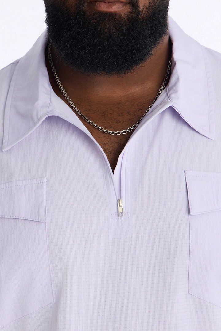 Gable Pocket Quarter Zip Polo - Purple