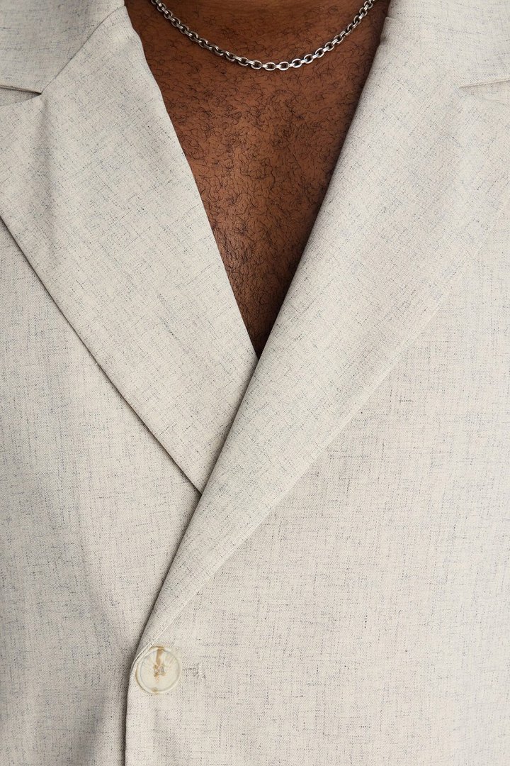 Maison Tailored Boxy Cropped Blazer Shirt - Khaki
